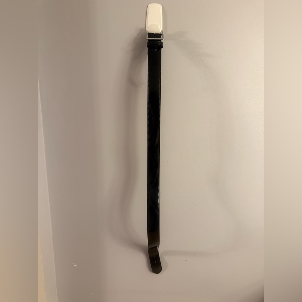 Boston Leather Patent Leather Garrison Belt Size 34 Black 1.75” Made USA